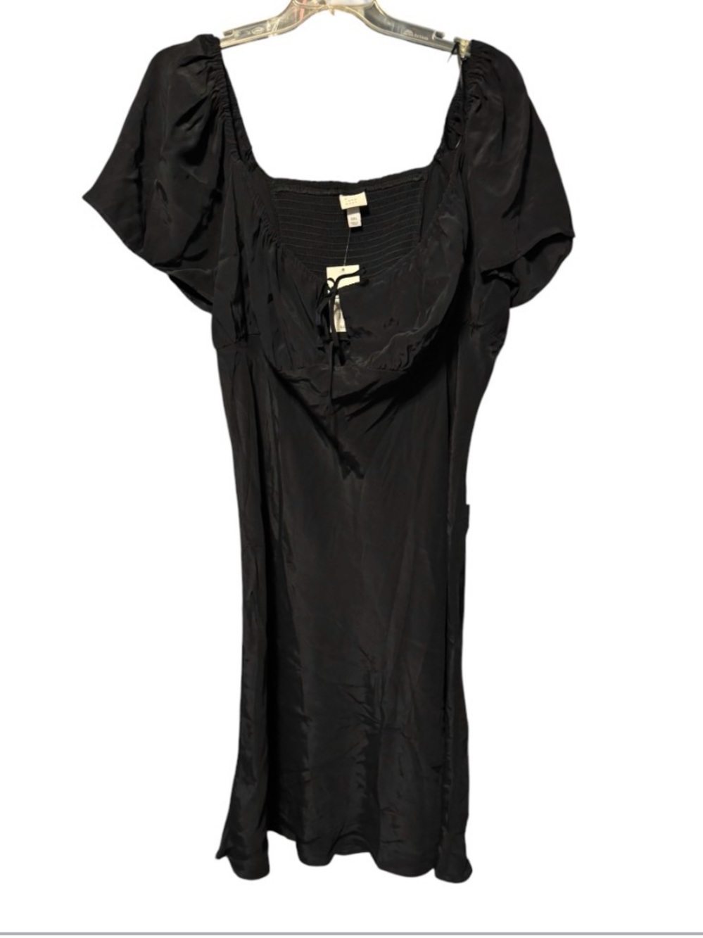 Women's xxl Black Satin dress with Square Neck NEW - Picture 3 of 3
